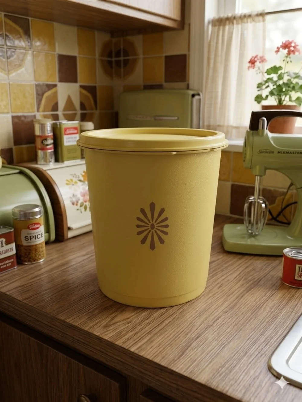 Vintage Tupperware Servalier Yellow Canister w/Lid 6